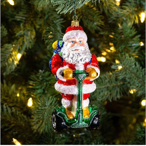 ▫️ Holyart Santa on Segway Hand Blown Glass Christmas Tree Ornament - Picture 1 of 13